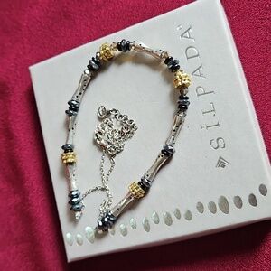 Silpada "On The Horizon" Sterling Silver Agate Brass Hematite Necklace